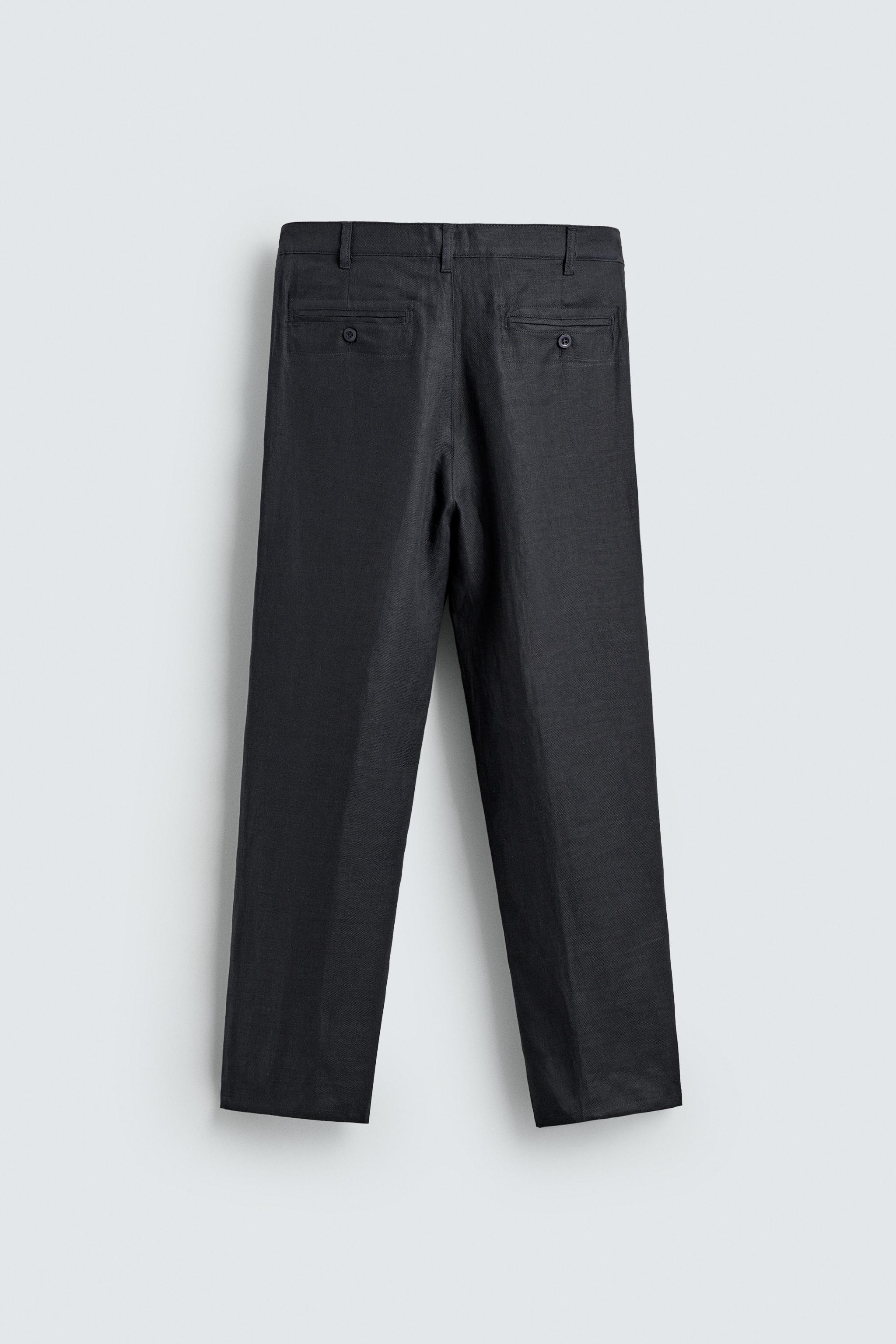 PANTALON À PLIS 100% LIN